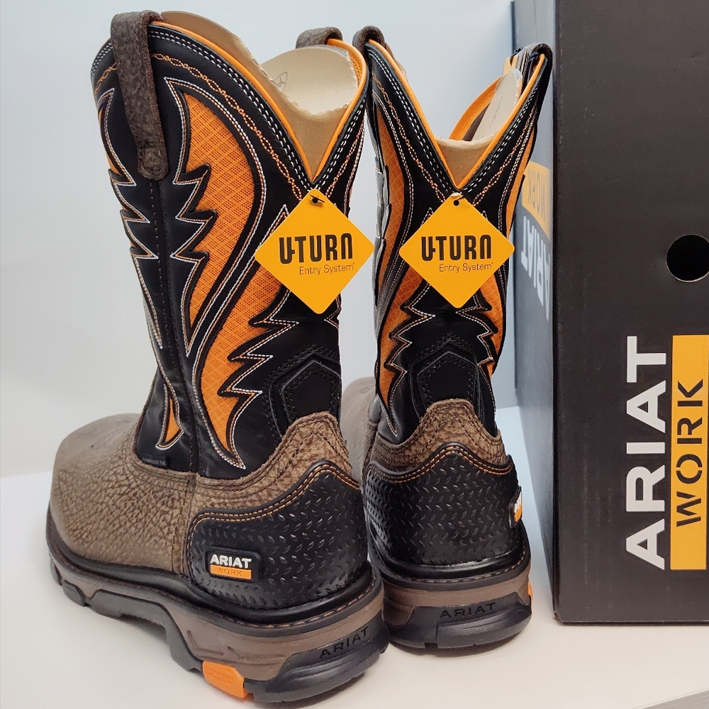 ARIAT Intrepid VentTek Comp Toe MEN'S Size 11.5 D Cocoa Brown/Orange 10020072 - Picture 4 of 15